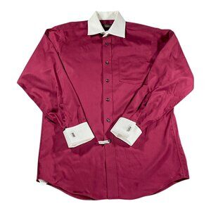 Donald Trump Shirt Mens 15 32/33 Maroon Non Iron Cotton French Cuff Cufflinks
